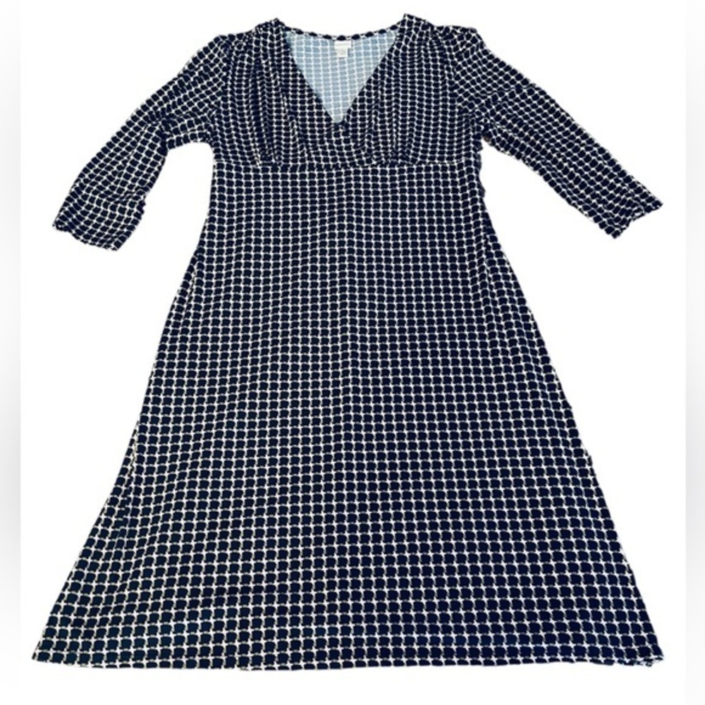 Houndstooth V Neck Midi Dress